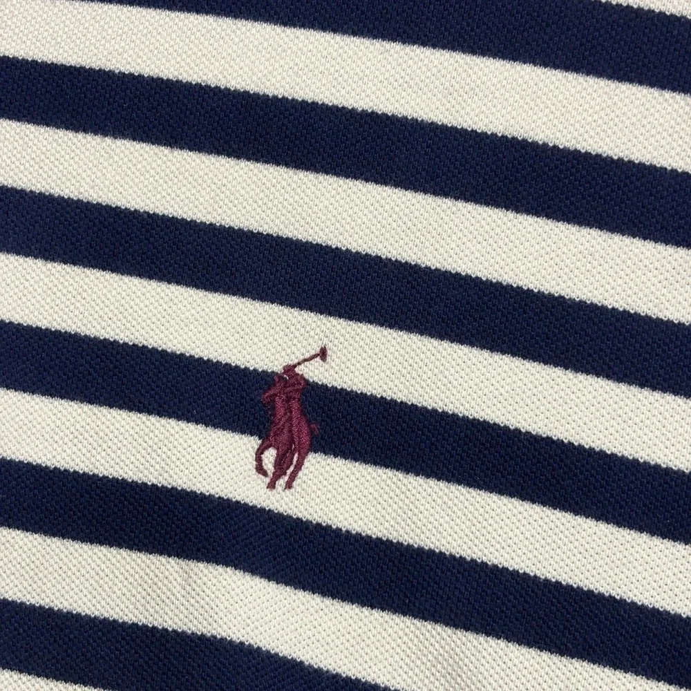 Polo Ralph Lauren Mens XL Striped Short Sleeve Polo Shirt Navy White Cotton